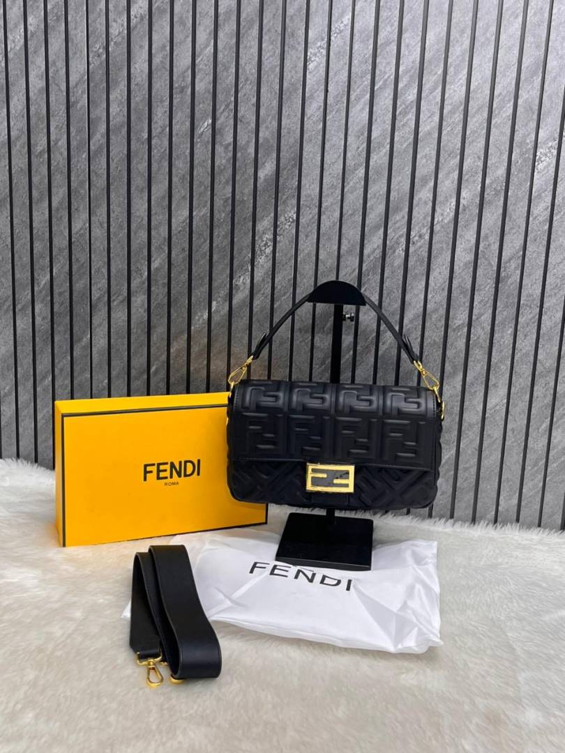 Fendyi CB Baguette AllBlack Crossbody ShoulderBag WithBox DustCover