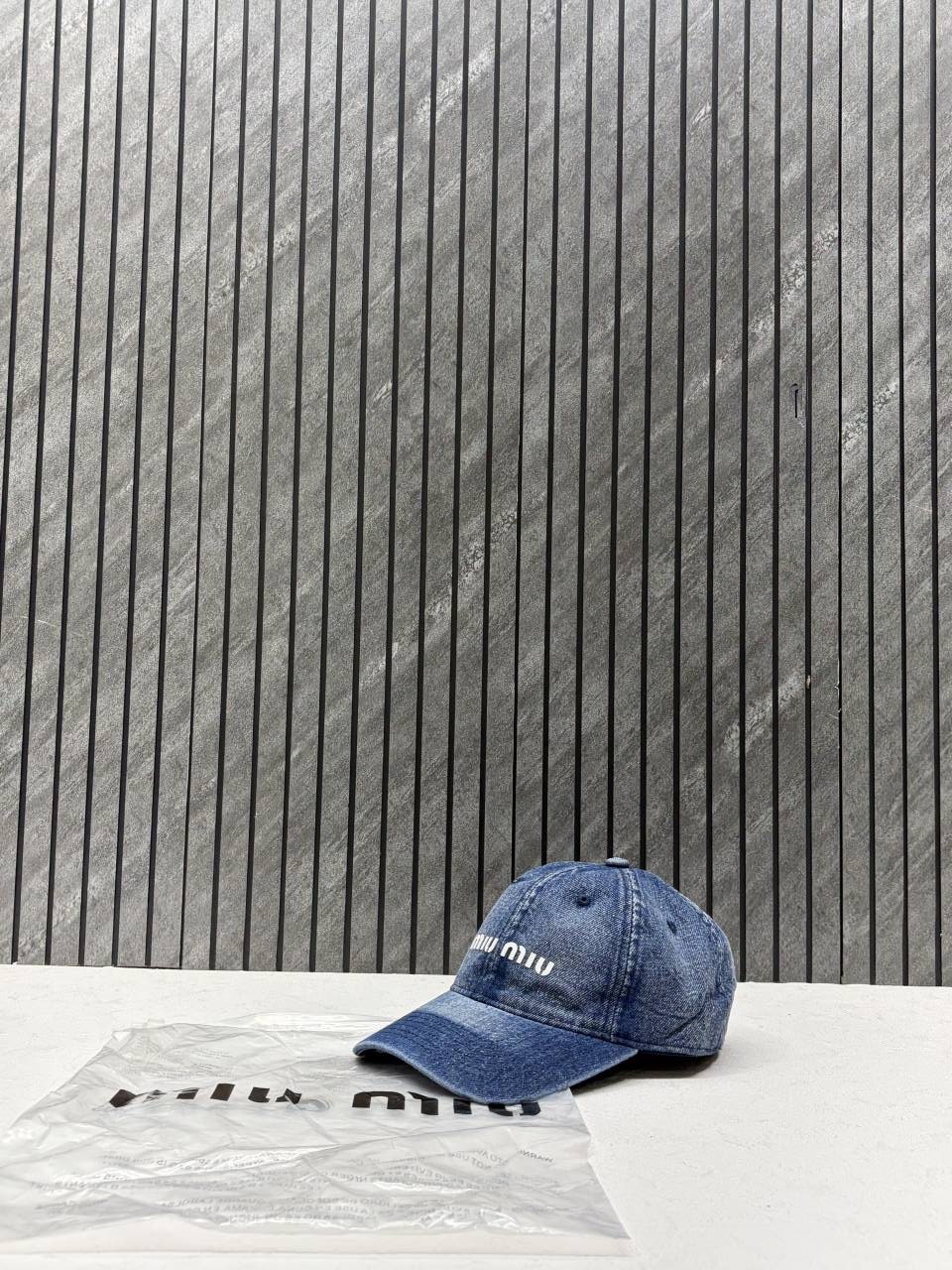 Miu Miu Denim Dark Blue Premium Unisex Cap With Original Zipper Polly Bag