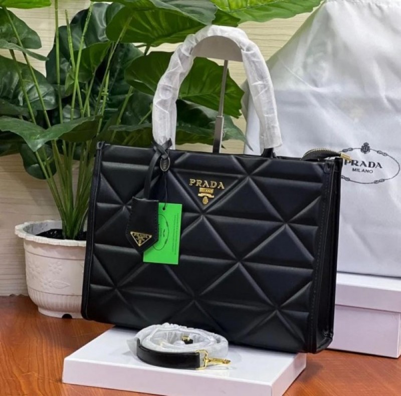 Pradda_Leather_Symbole_Tote_Bag_With_OG_Box_&_Dust_Bag_(Black-890)