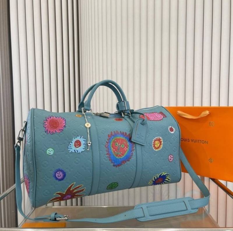 Loius685 Vuitton LV M21713 LV X YK Keepall Bandoulire Premium Unisex Duffle Bag With Dust Bag & Accessories (Blue - 685)