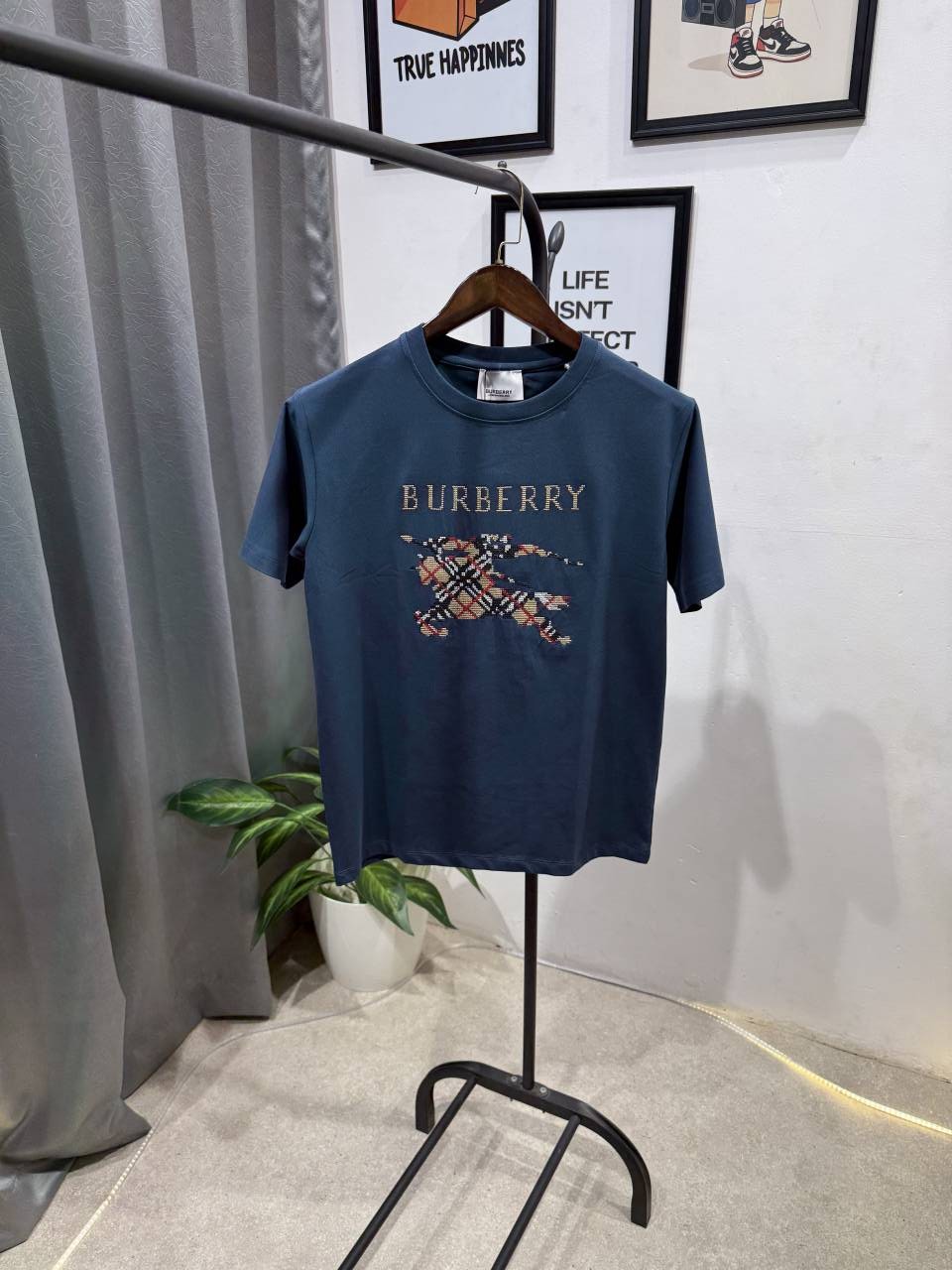Burbery embroidery logo imported round neck tshirt c green