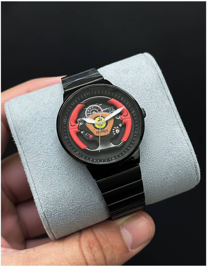 Ferrari steering wheel-themed analog